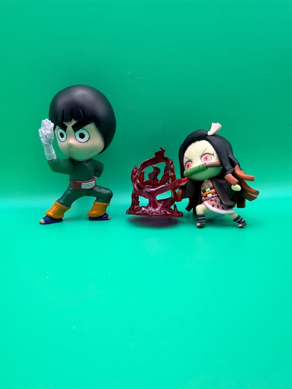 Rock Lee Naruto & Nezuko Demon Slayer Anime Figure Lot of 2